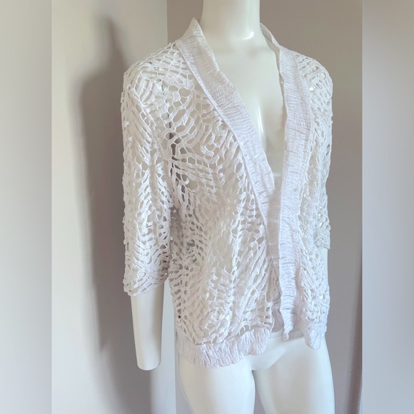 Chico's White Embroidered Open Cardigan Size 2 Large - Picture 2 of 11